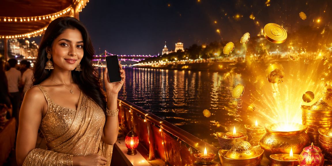Diwali festival vibrant casino bonus celebration at Ahmedabad riverfront