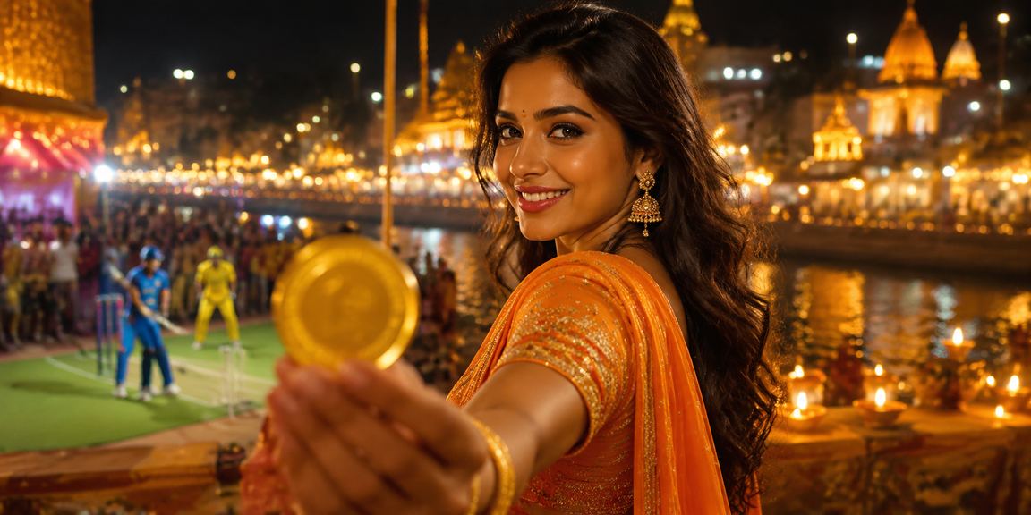 Diwali night cricket betting vibrant festival scene at India
