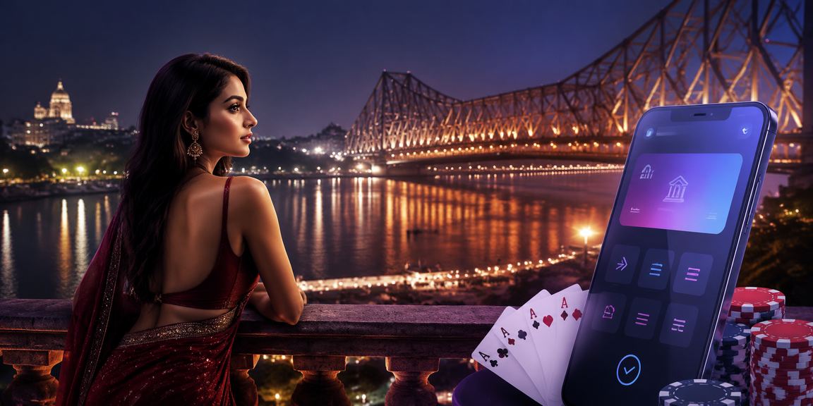 Kolkata Howrah Bridge with poker game model